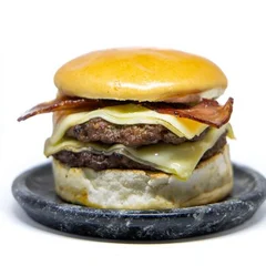 Hambúrguer duplo bacon mussarela