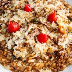 Arroz cremoso com fraldinha 
